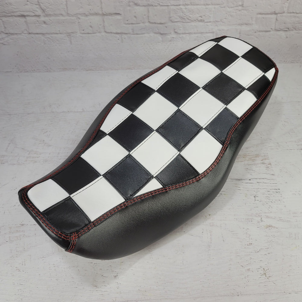 Honda Grom CHECKERS Seat Cover, handmade Honda Grom seat cover by Cheeky Seats, product detail view 4
