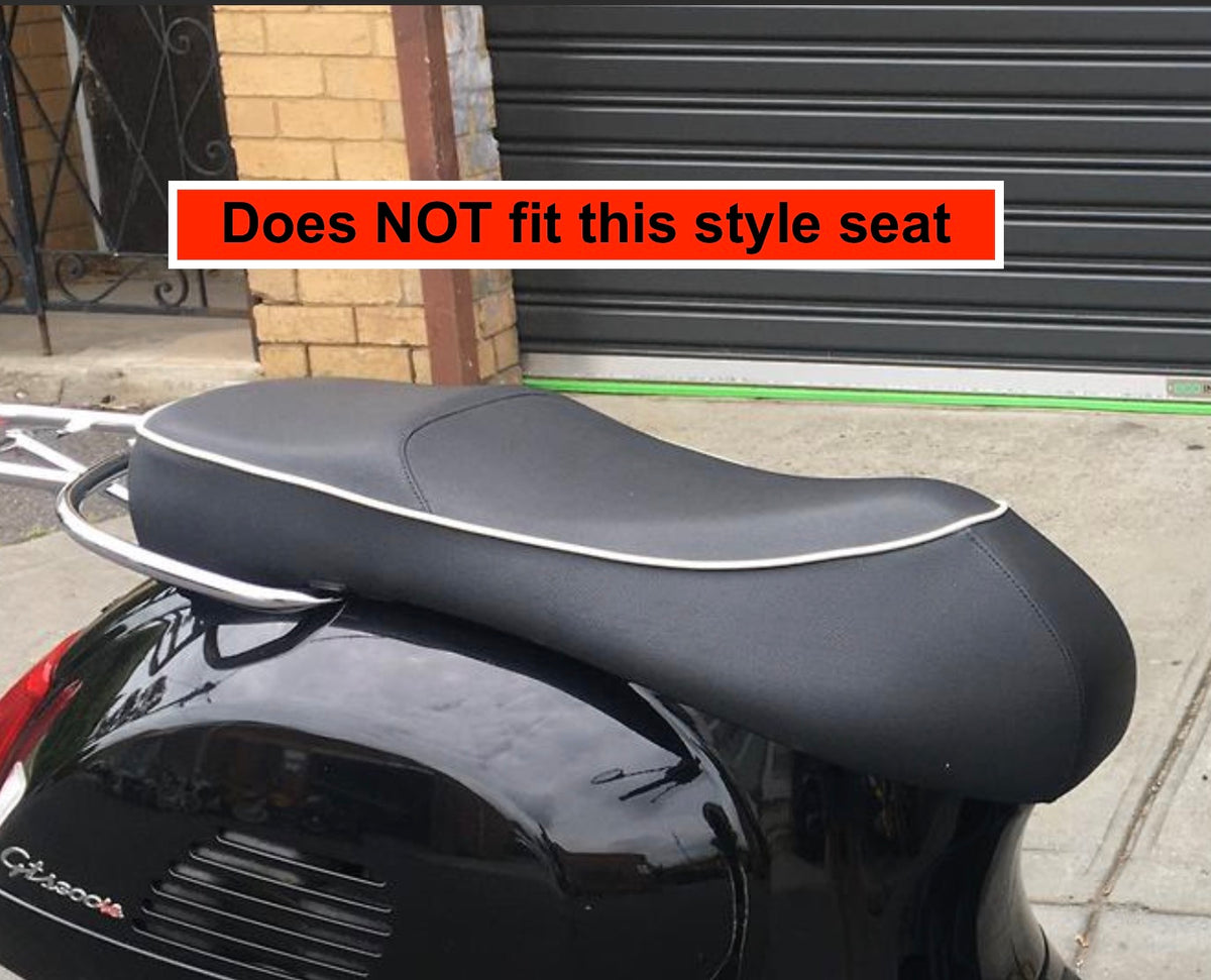 Vespa GTS classic black seat cover detail