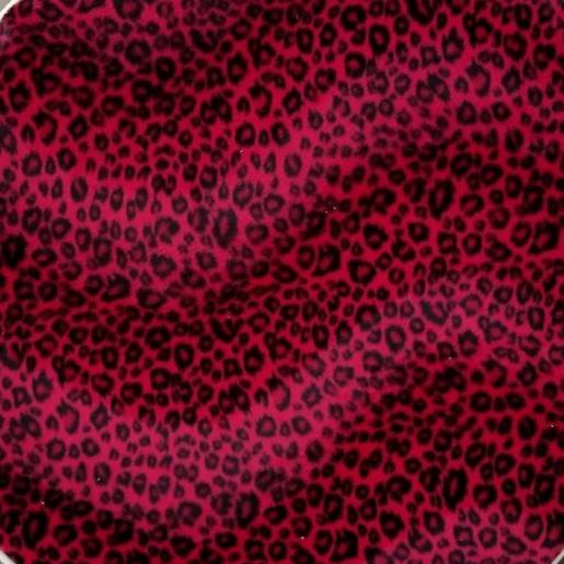 Red-and-black cheetah faux-fur swatch for a Cheeky Seats Genuine Buddy cover option