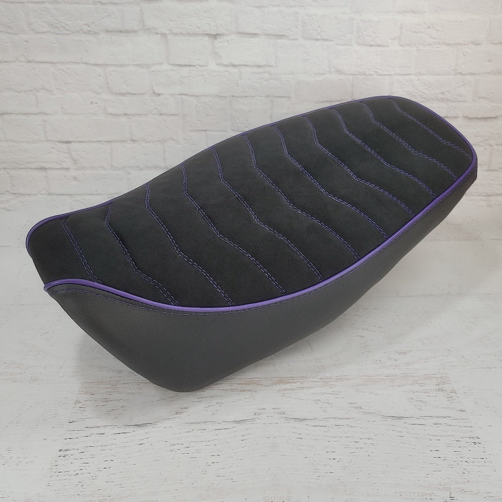 Honda Grom Rayas Alcantara® Suede Seat Cover, handmade Honda Grom seat cover by Cheeky Seats, product detail view 5