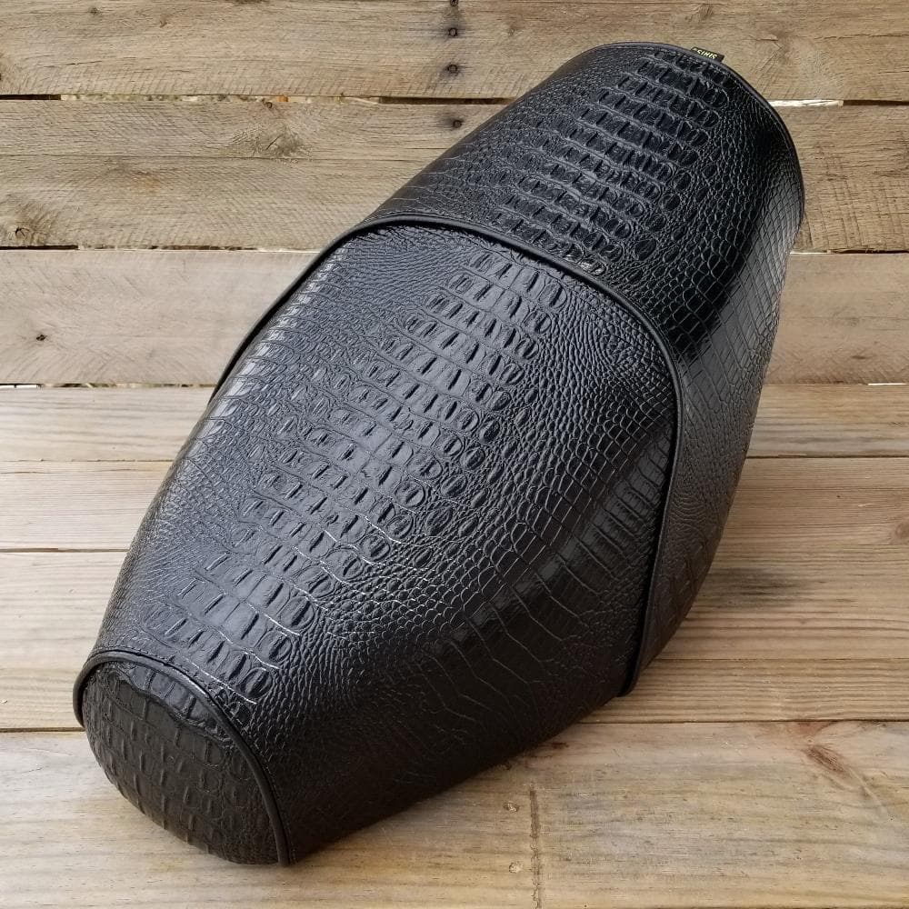 Alligator skin motorcycle seat top