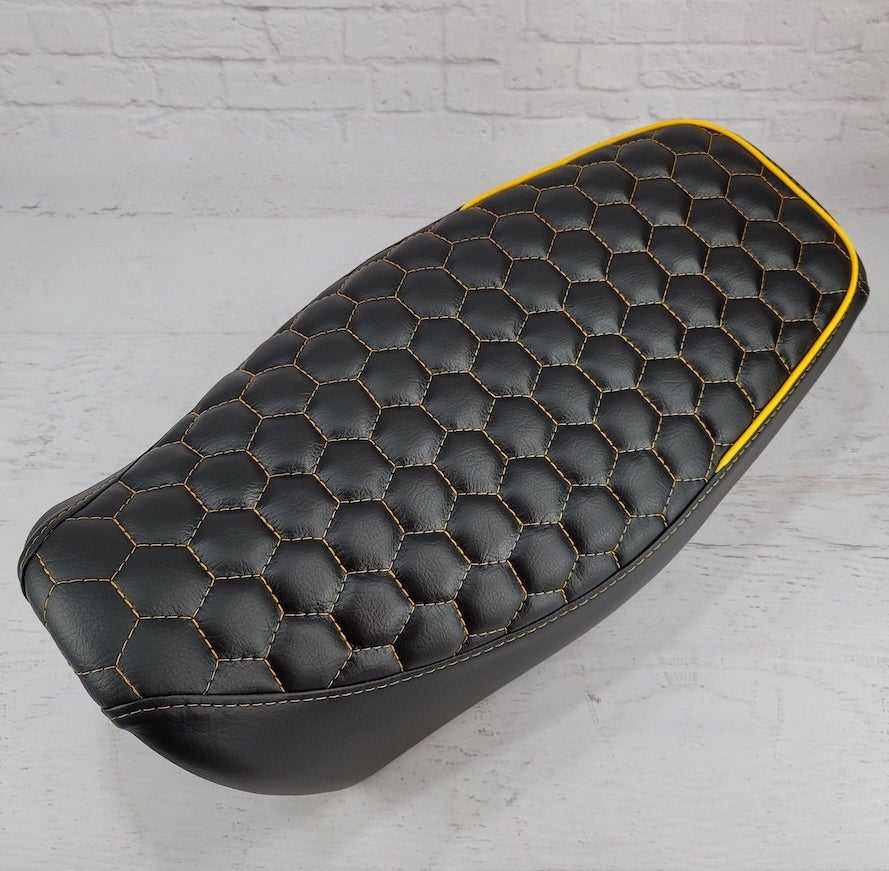 Honda Grom Hexagon Honeycomb Seat Cover, handmade Honda Grom seat cover by Cheeky Seats, product detail view 8