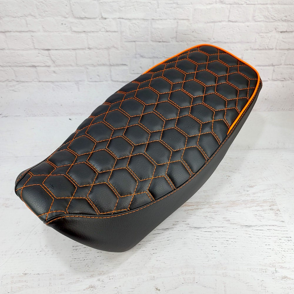 Honda Grom Nested Hexagon Seat Cover, handmade Honda Grom seat cover by Cheeky Seats, product detail view 2