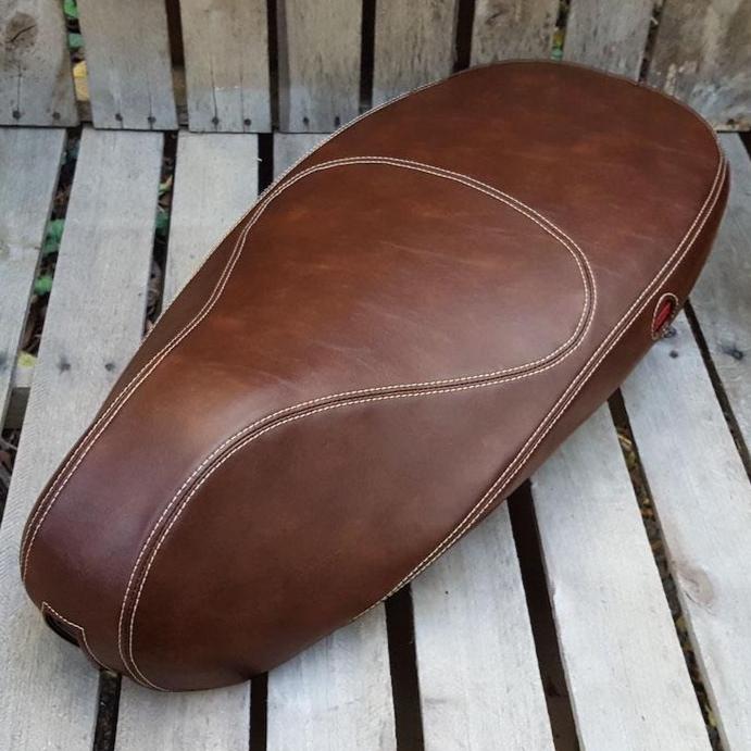 READY TO SHIP! Vespa Sprint / Primavera Distressed Whiskey Seat Cover by Cheeky Seats