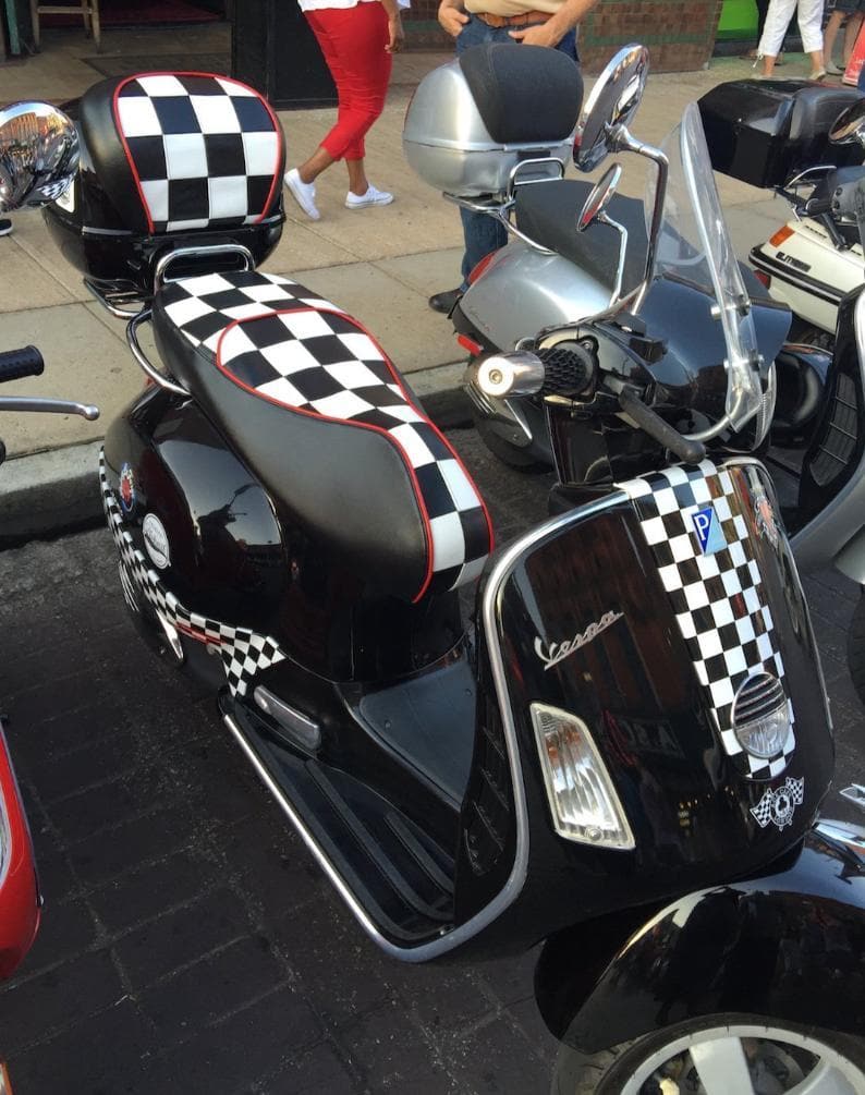 Vespa GTS black and white checker seat cover