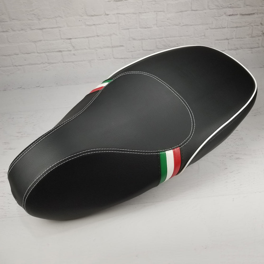 Vespa Sprint Primavera Black with Italian Racing Stripes Cheeky Seats