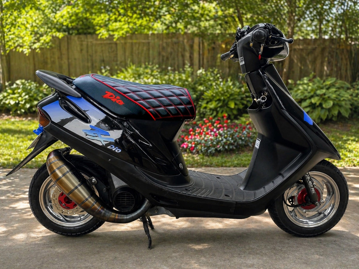 Honda Dio seat cover handmade by Cheeky Seats