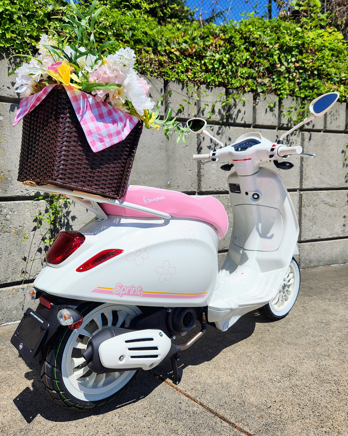Vespa Sprint / Primavera Pink and White Stripes Seat Cover by Cheeky Seats
