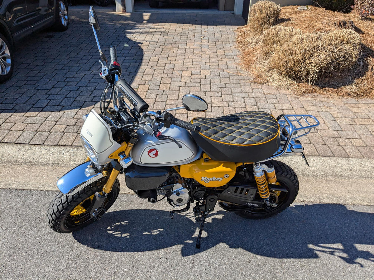 Honda Monkey double-diamond stitch seat cover with piping