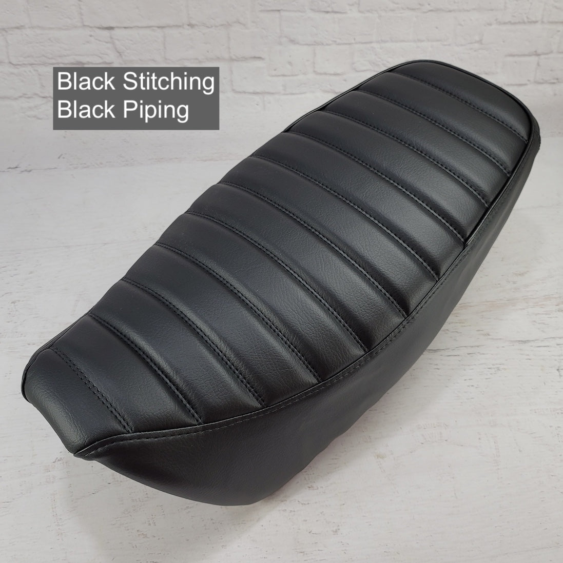 Ready to Ship! 2022-26 Honda Grom Tuck and Roll Seat Cover with Piping, handmade Honda Grom seat cover by Cheeky Seats, product detail view 5