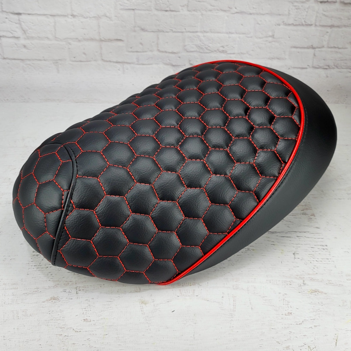 Honda Metropolitan Hexagon Honeycomb Seat Cover, handmade Honda Metropolitan seat cover by Cheeky Seats, featured product view