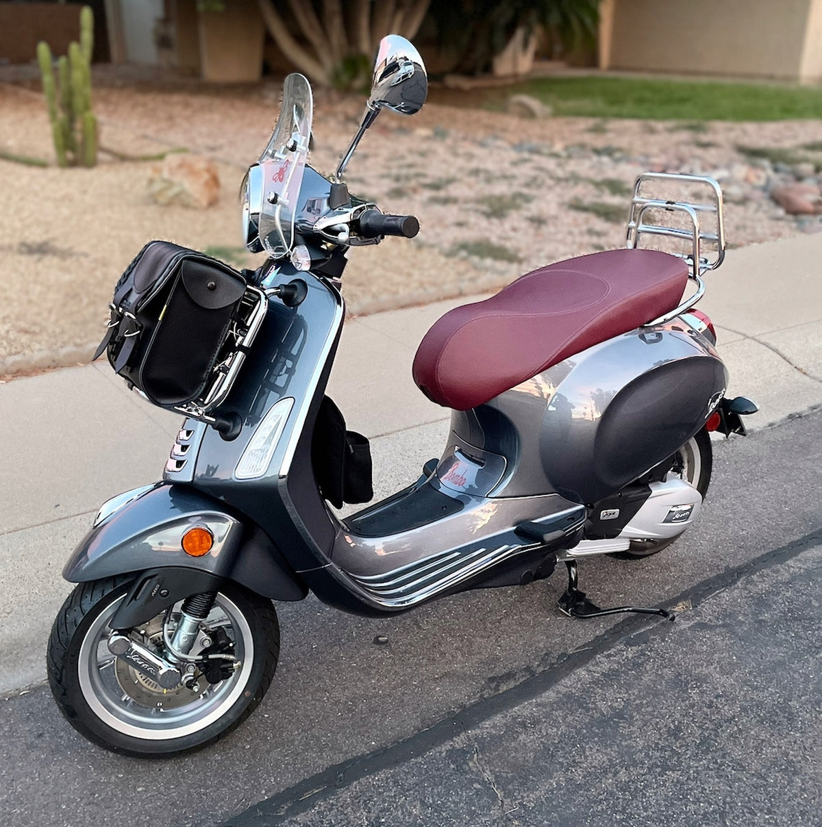 Vespa Primavera Sprint Seat Cover Matte Merlot Burgundy by Cheeky Seats