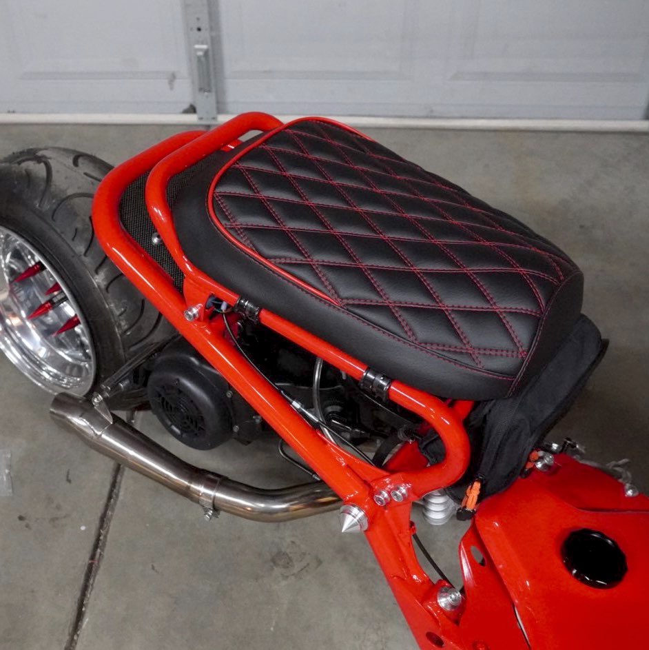 READY TO SHIP! Honda Ruckus Zoomer Diamond Seat Cover Red stitching and Piping