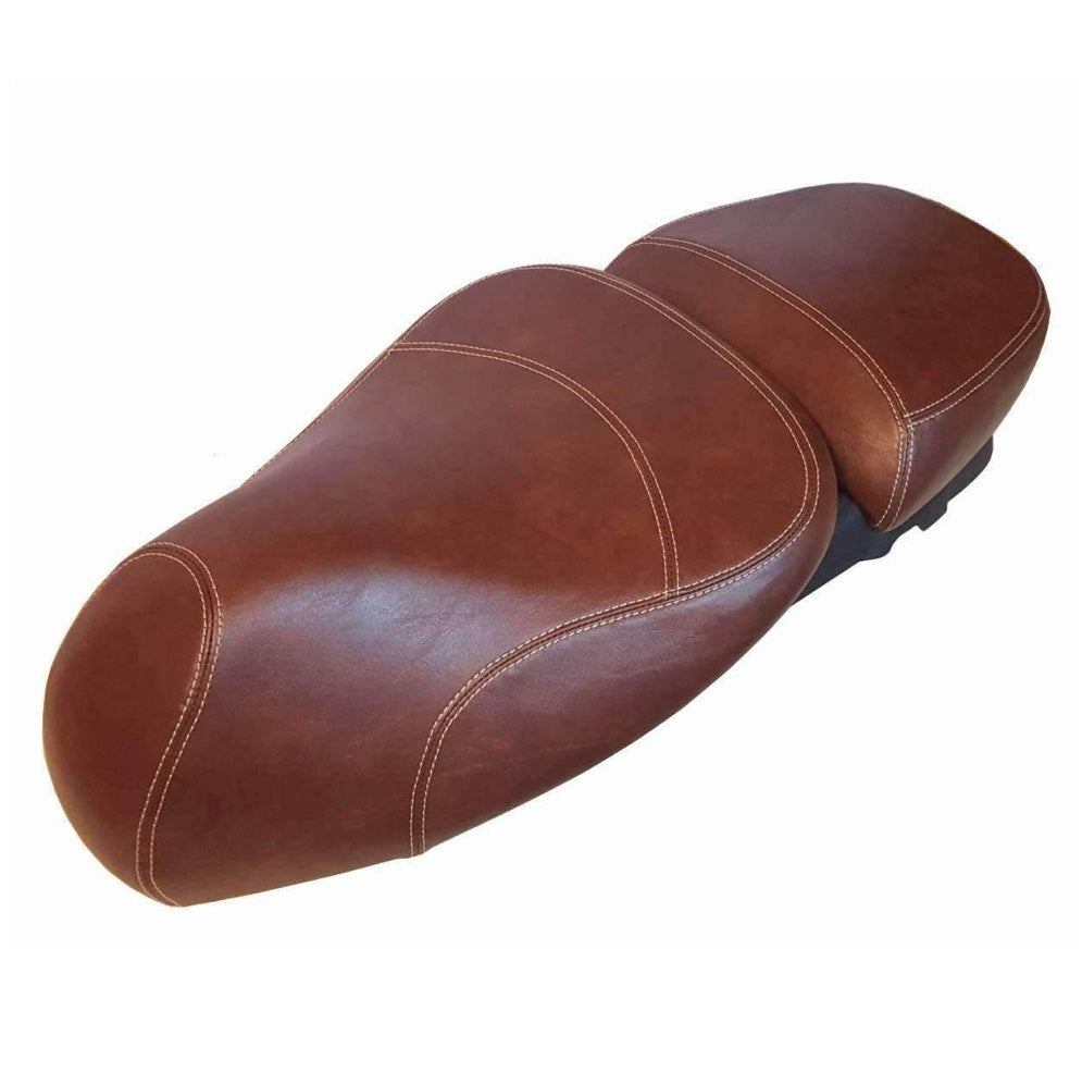 Vespa GTV distressed whiskey seat cover by Cheeky Seats