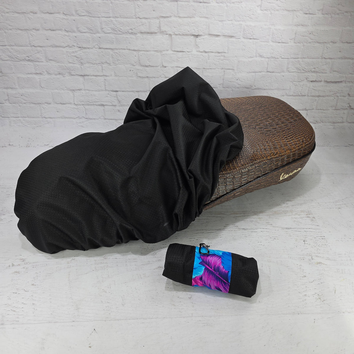 Vespa GTS rain cover in black by Cheeky Seats