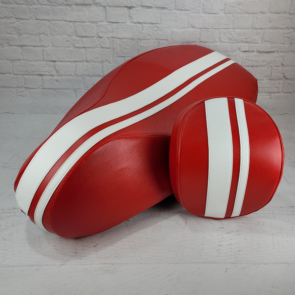 Vespa Sprint Primavera Red with Racing Stripes Scooter Seat Cover by Cheeky Seats