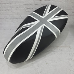 Vespa Sprint / Primavera Black and Gray Union Jack Seat Cover