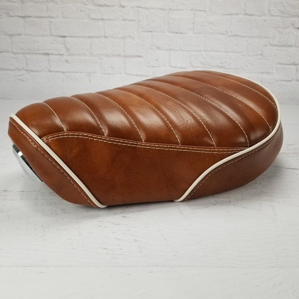 Honda Super Cub / Trail 125 Seat Cover Distressed Cognac Tuck and Roll