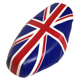 Red, white and blue Union Jack Cheeky Seats cover for a Genuine Buddy seat, studio view