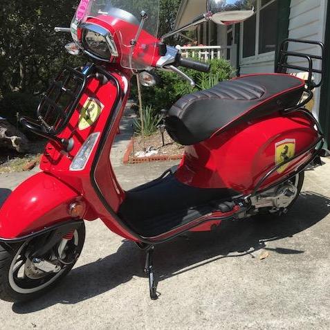 Vespa Sprint / Primavera Padded Black and Red Seat Cover by Cheeky Seats