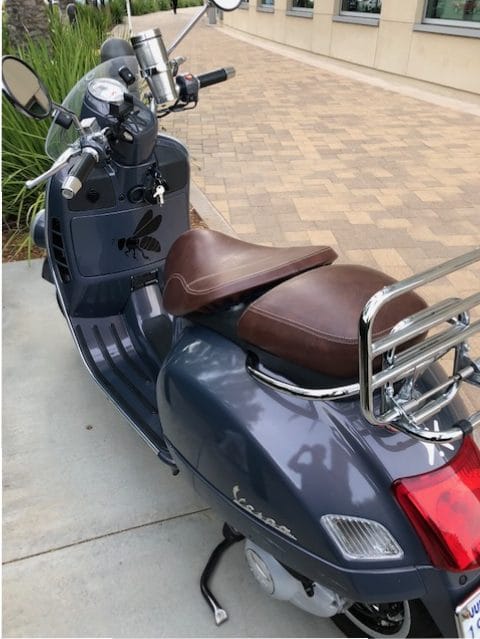 Vespa GTV Distressed Whiskey Seat Cover by Cheeky Seats