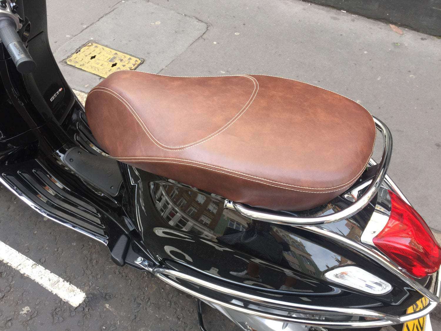 READY TO SHIP! Vespa Sprint / Primavera Distressed Whiskey Seat