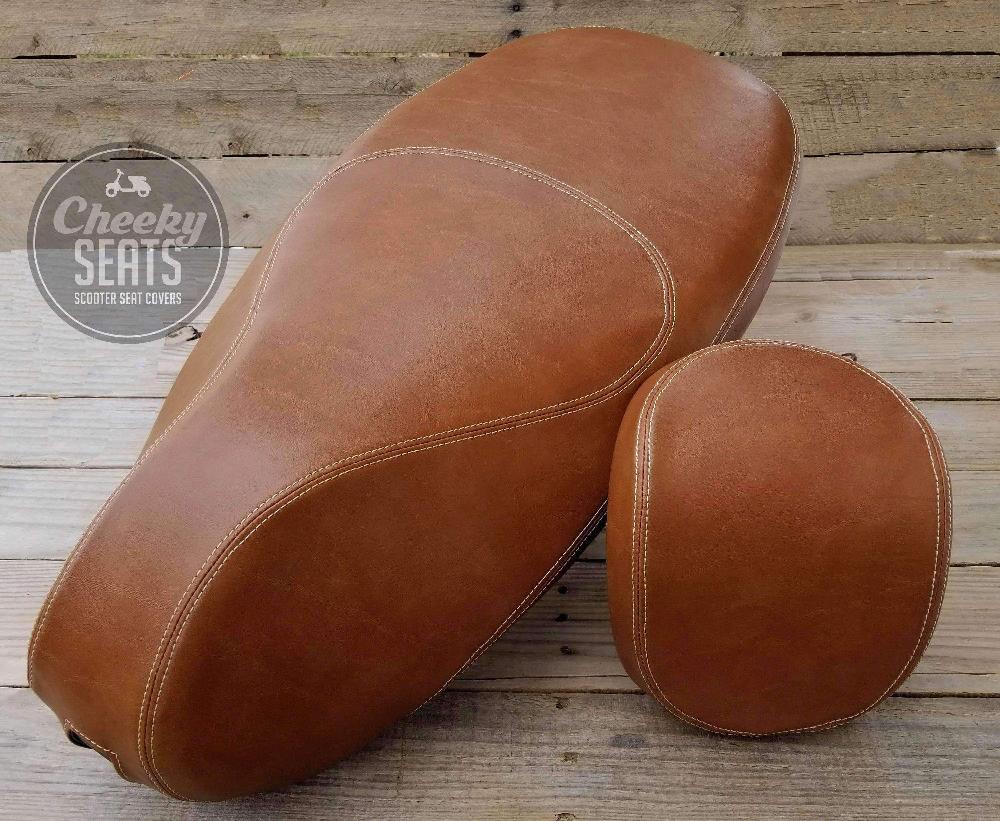 READY TO SHIP Vespa Sprint / Primavera Caramel Brown Seat Cover by Cheeky Seats