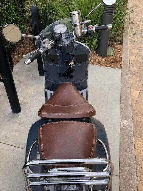 Vespa GTV Distressed Whiskey Seat Cover by Cheeky Seats